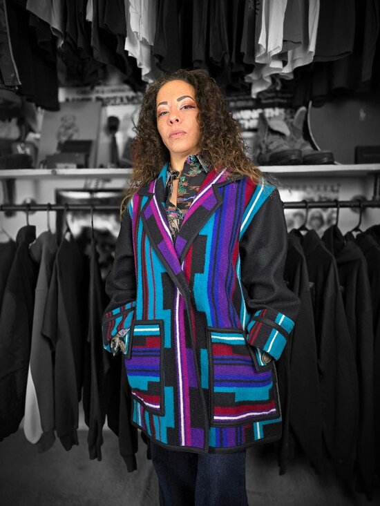 Vintage Southwestern Mid Wool Coat Women's Large - Picture 1 of 6